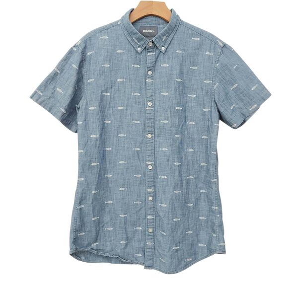 Bonobos Other - Bonobos Riviera Shirt Mens Medium Long Blue Slim Fit Fish Print Cotton Nautical